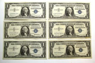 Thirty Four (34) $1 Silver Certificates - Extra Fine To Almost Uncirculated