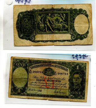 Australia 1942 1 Pound Currency Note Vg 292k