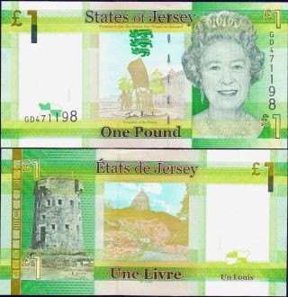 Jersey 2010,  One Pound - Qeii,  Banknote Unc
