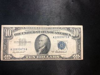 Series 1953 A $10 Dollar Bill Silver Cert 786a