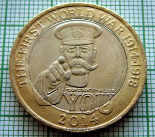 Great Britain 2014 2 Pounds,  Lord Kitchener,  Wwi 100th Anniversary,  Bi - Met Unc