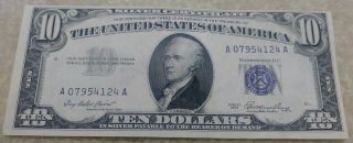 Crisp 1953 Ten Dollar Bill $10 Note Silver Certificate