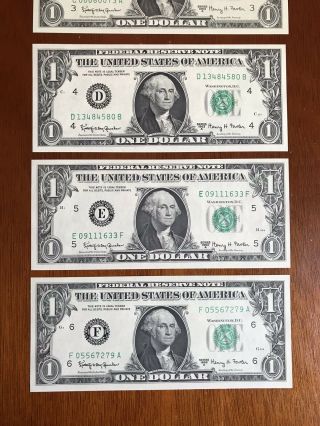 1963 A UNCIRCULATED Federal Reserve One Dollar Notes: A - L (12 Notes) 3