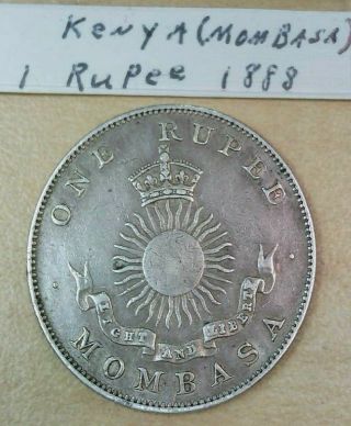 1888 Mombasa Zanzibar Kenya Silver Rupee Coin