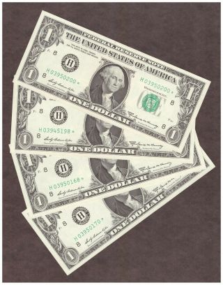 (4) 1969a $1 Frn Star - St Louis - 640,  000 Printed - 4 X Au