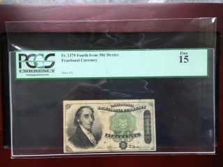 Fr.  1379 4th Issue United States 50c Dexter Fractional Currency Fine 15 Pcgs