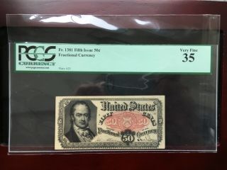 1875 Fractional Currency Fr.  1381 Fifth Issue 50 Cent - Pcgs 35 Very Fine