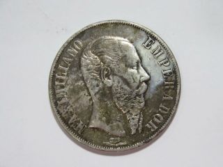 Mexico 1867 1 Peso Empire Maximilian Rainbow Toned World Coin B ✮no Reserve✮