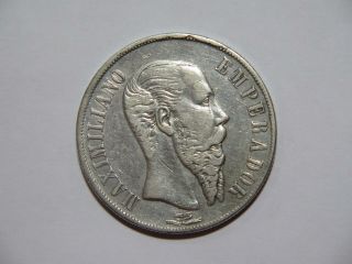 Mexico 1866 1 Peso Empire Maximilian Silver Type World Coin ✮no Reserve✮
