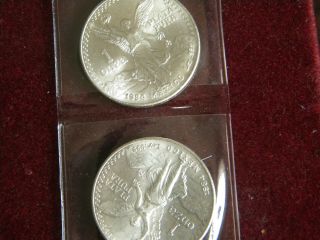 2 Mexican Coins 1984 Libertad 1 Oz,  999 Fine Silver