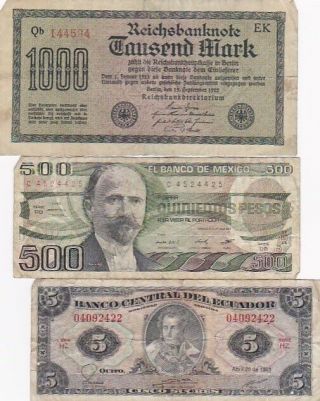 7 1908 - 2006 Circulated Notes From All Over