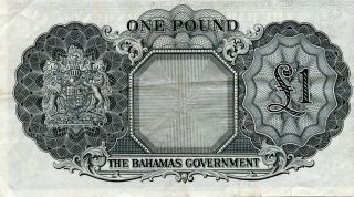 1936 BAHAMAS ONE POUND PAPER MONEY NOTE.  STARTS@ 2.  99 2
