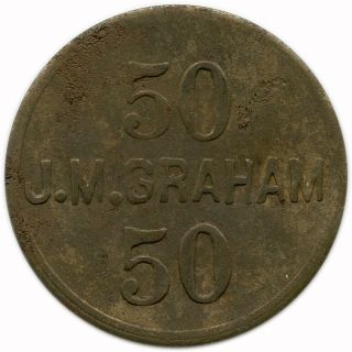 J.  M.  Graham Grocery Store Warfield,  Tennessee Tn Ingle System 50 Trade Token