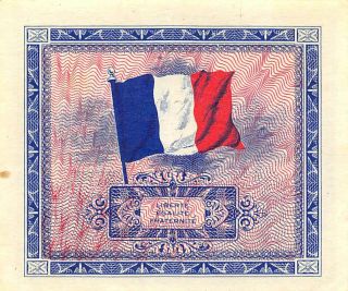 France 2 Francs Series Of 1944 Wwii Issue Circulated Banknote Jlb27