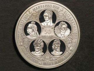 Cayman Islands 1975 $50 Sovereign Queens Large Silver Proof