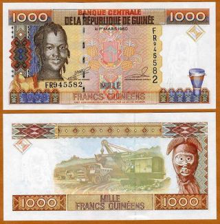 Guinea,  1000 Francs,  1998,  P - 37,  Imagery,  Unc