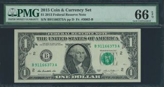 2015 Coin & Currency Set 2013 $1 Federal Reserve Note Pmg Gem 66 Epq 911 Prefix