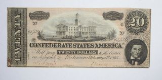 Civil War 1864 $20.  00 Confederate States Horse Blanket Note 726