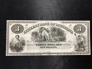 Orleans Louisiana - Citizens Bank Of Louisiana 3 Dollars Unc
