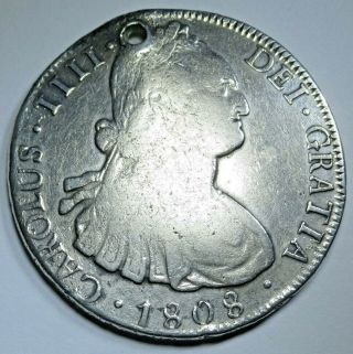 1808 Spanish Silver 8 Reales Eight Real Colonial Era Dollar Pirate Treasure Coin