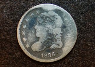 1836 Capped Bust Half Dime Large 5 Cent U.  S.  Silver Coin - Low