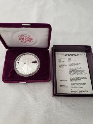 1990 - S American Silver Eagle Proof W/ Box And Complete