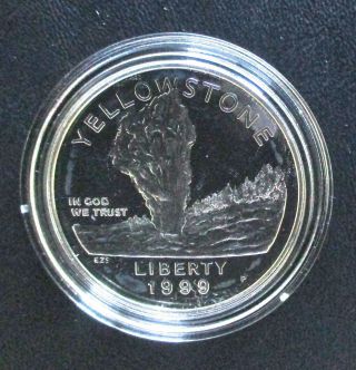 1999 Us Yellowstone National Park Commemorative Proof Silver Dollar