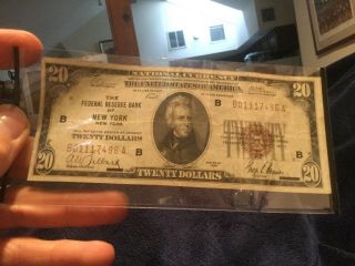 Series 1929 $20 National Currency The Federal Reserve Bank Of York,  Ny 9