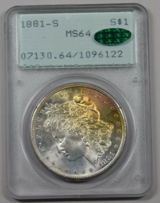 1881 - S Morgan Silver Dollar Pcgs Ms64 Cac Pq Ogh Rattler Toning