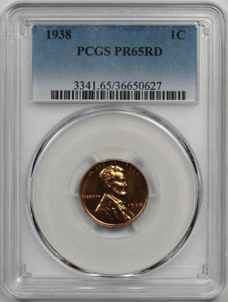 1938 1c Pcgs Proof Pr 65 Rd Red Lincoln Wheat Penny
