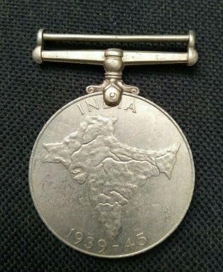 British India 2nd World War Medal Kg Vi 1939 - 1945 With India Map L@@k