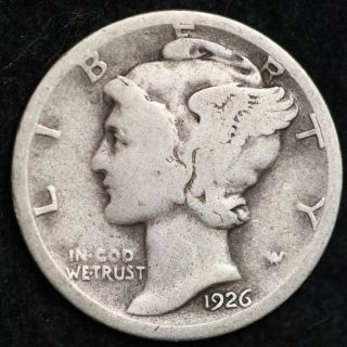 Fine 1926 - S Mercury Silver Dime Coin
