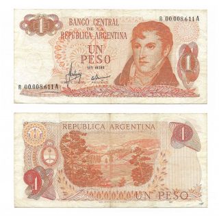 Argentina Replacement Note 1 Peso (1970 - 71) Mastropierro - Ianela B 2304 P 287 Vf