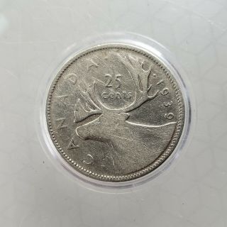 1939 Canada 25 Cent Coin 80 Silver