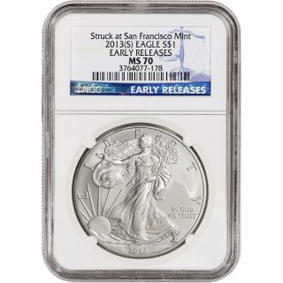 2013 - (s) American Silver Eagle - Ngc Ms70 - Early Releases
