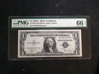 1935 C One Dollar Silver Certificate Note Pmg Gem Unc 66 Epq $1 Bill