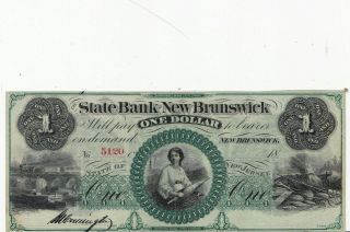 $1 The State Bank At Brunswick Unissued One Dollar Note