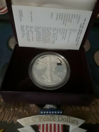 1986 S Proof American Eagle 1 - Oz Silver Dollar Coin/box/coa