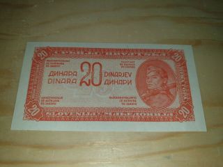 No Serial - Yugoslavia 20 Dinara 1944.  Aunc - Without Serial Number