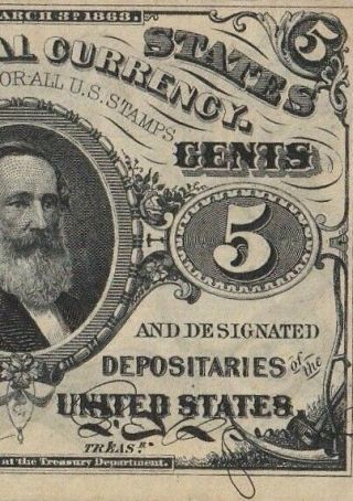 US Fractional Currency - 5 cent - series 1863 - 3rd Issue - hand signed crisp 4