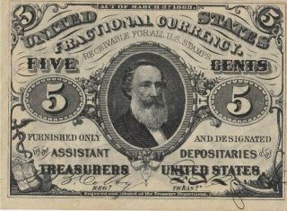 US Fractional Currency - 5 cent - series 1863 - 3rd Issue - hand signed crisp 7