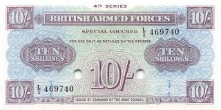 British Armed Forces 10/ - Nd.  1962 4th.  Series Uncirculated Banknote Mea9e