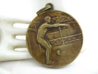 Vintage Belgian Mens Swimming Medal Plunge Art Bronze Medal