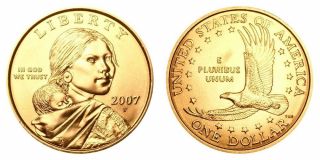 2007 P&d Sacagawea Native American Indian One Dollar Money Coins U.  S.  Money