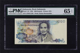 1980 Indonesia Bank Indonesia 1000 Rupiah Pick 119 Pmg 65 Epq Gem Unc
