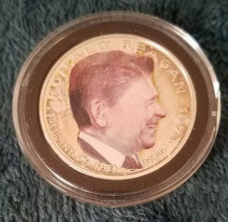 40th President Ronald Reagan 1981 - 1989 Colored Silver Coin