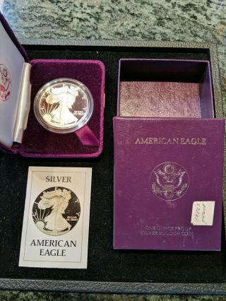 1986 American Silver Eagle 1 Oz Silver Proof Coin,  Sleeve &