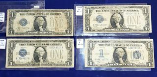 $1 FUNNY BACK SILVER CERTIFICATES GROUP OF 4 3