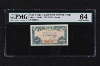 1941 Hong Kong Government Of Hong Kong Pick 314 5 Cents Pmg 64 Choice Unc