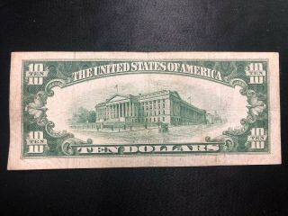 1934 - B $10 Ten Dollar Bill Note Silver Certificate 2